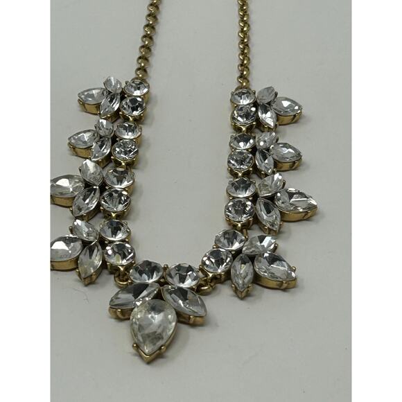 J Crew Gold Tone Statement Necklace with Clear Stones - Picture 13 of 16